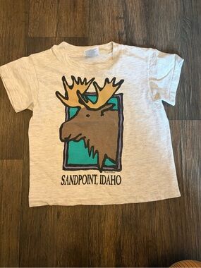 Vintage 90s Artforms Sandpoint, Idaho Moose Kids Graphic T-Shirt Size XS (4-5)